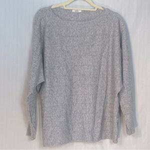 Croft & Barrow Top Gray Knit Relaxed Fit Dolman Long Sleeves Boat Neck 2X